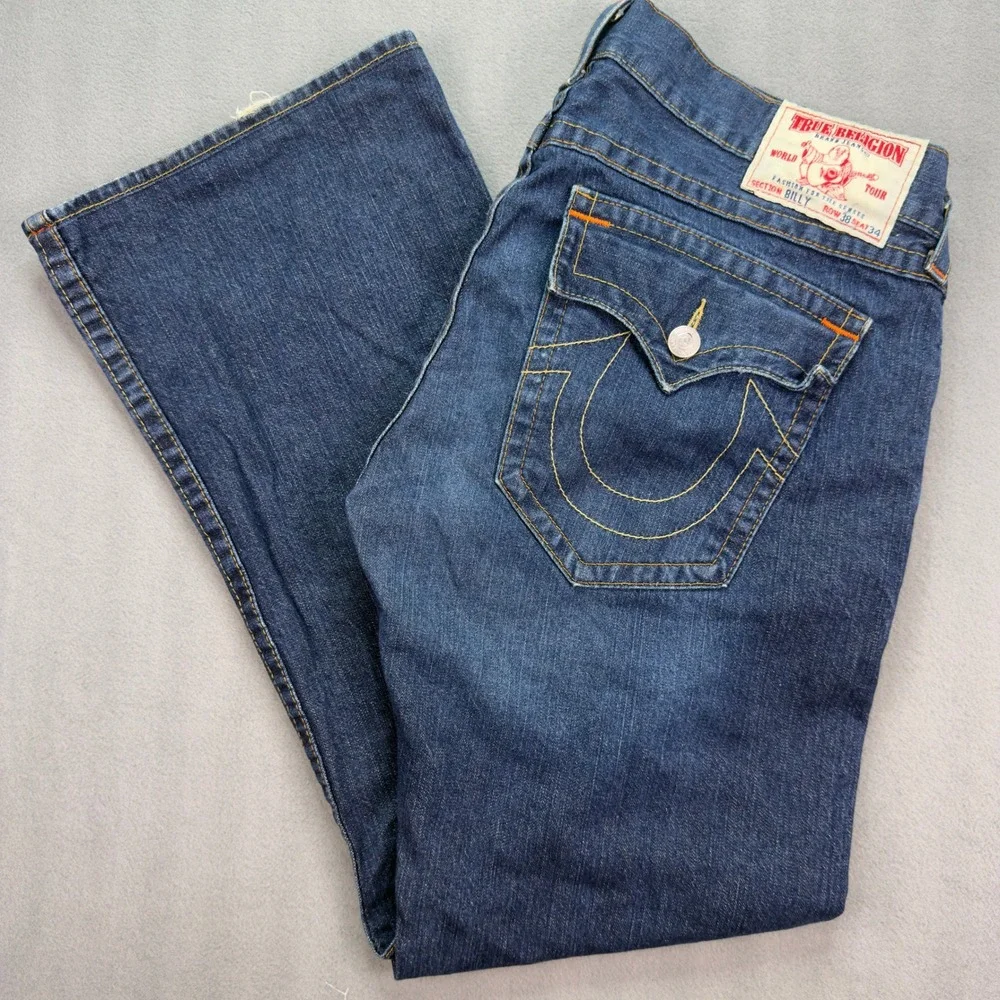True Religion Billy Bootcut Jeans Size 38 Blue Denim Mens Pants
